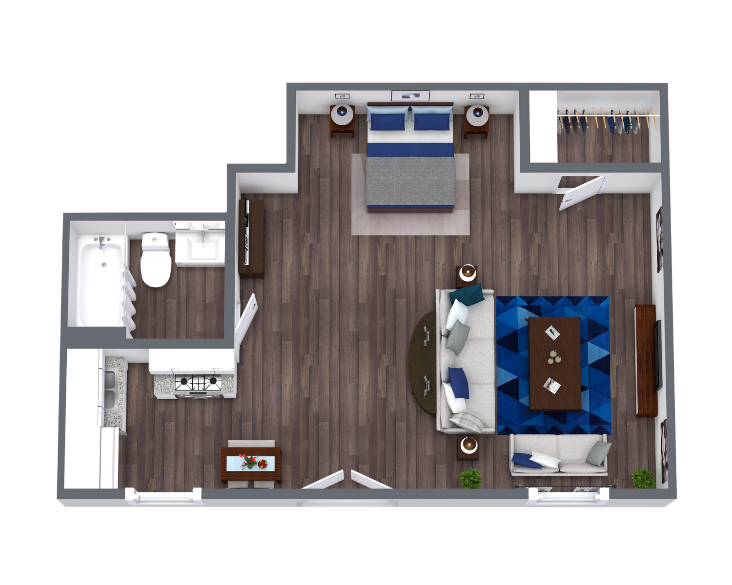 studio apartment floor plan at 550 square feet